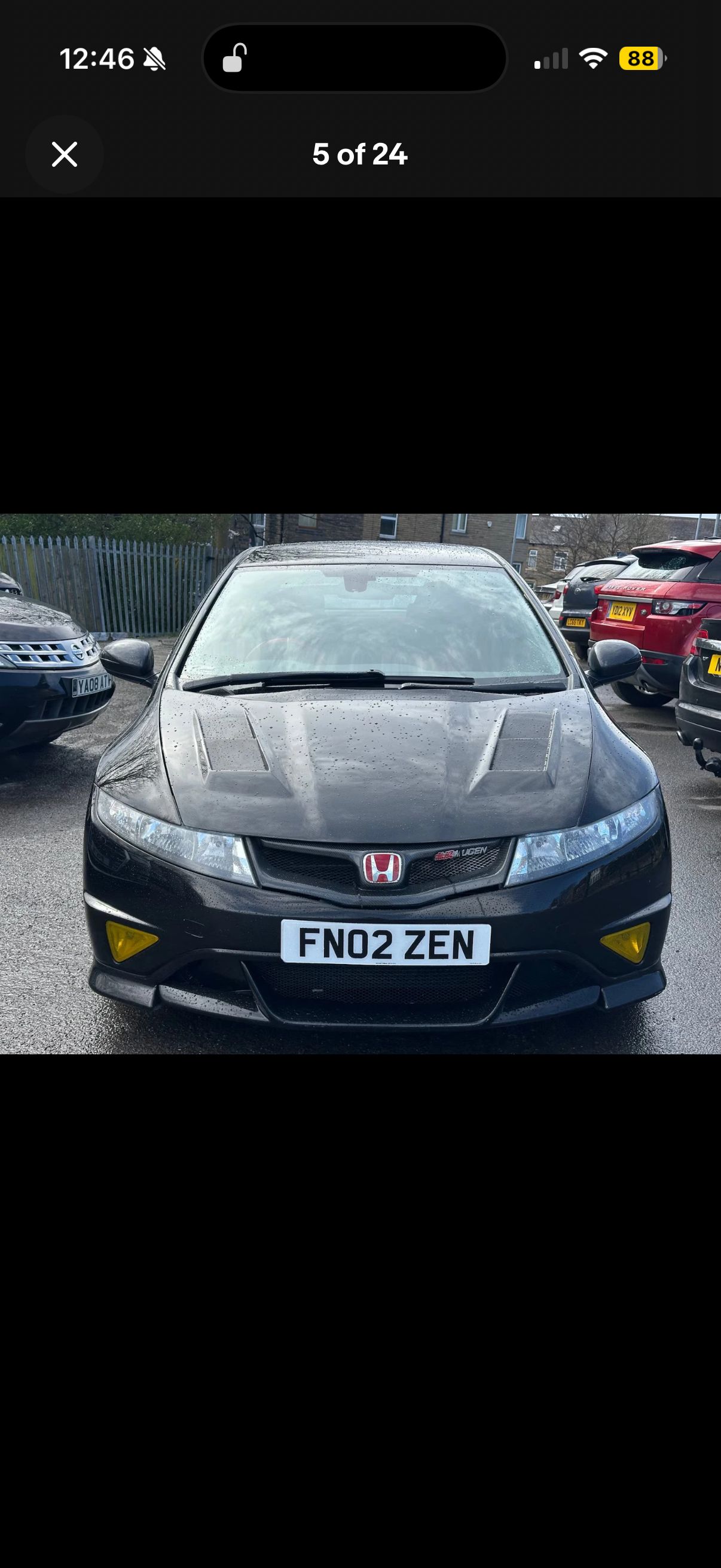 Black Honda Civic Type R FN2 with Tegiwa vented carbon bonnet and Mugen front grille at Barton Aerodrome